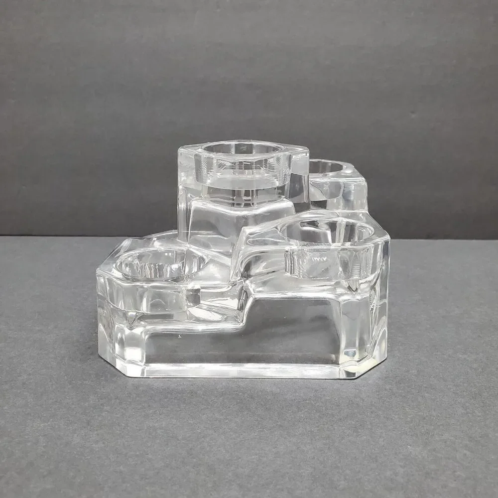 Partylite‎ Clear Glass Tiered Geometric 5-Light Votive Tea Light Candle Holder - Picture 2 of 7